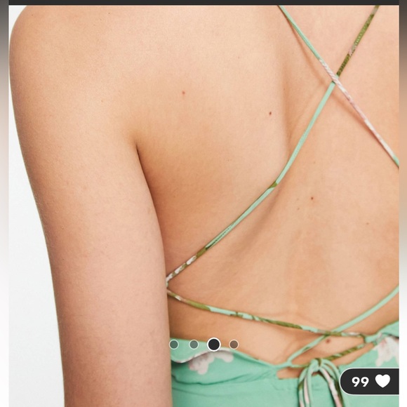 ASOS design cami wrap midi dress with lace up back in sage floral - Picture 4 of 12